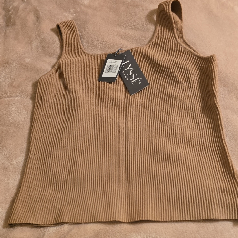 SOLD ---- Lysse Women's Tan Ribbed Tank Top